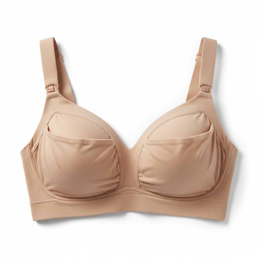 Mama nursing and pumping bra in soft nude fabric